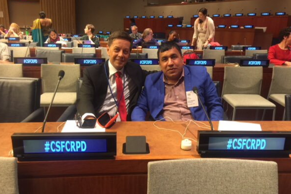 Brent Morgan and Amar Timalsina represent TLM at the UN in New York