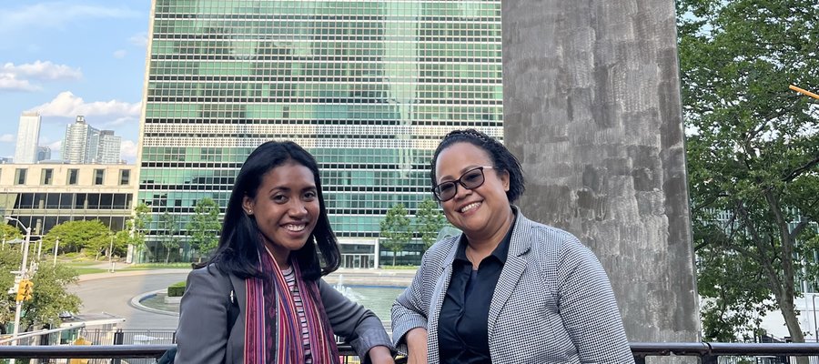 TLM representatives outside the UN building in New York