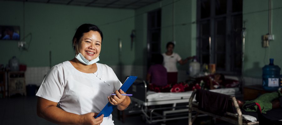 Naw Htee Khy Phaw smiles at the camera. She is a nurse at Mawlamyine Hospital, our partner hospital in Myanmar.