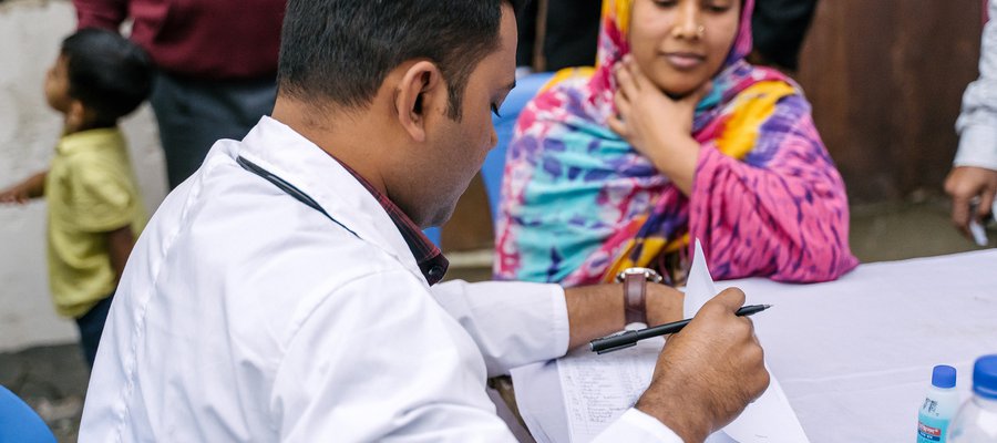 Dr Albert Pobon at a clinic in Bangladesh