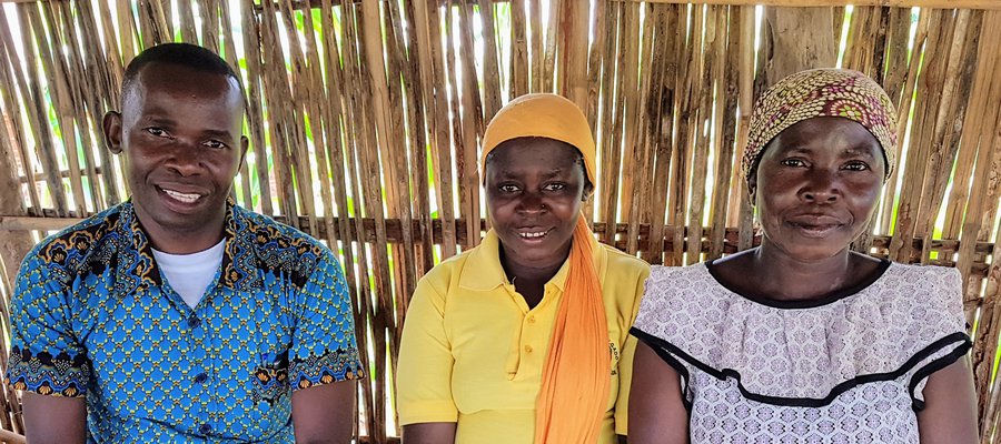 Filomena, with Village Volunteer Tasiana ,and District Supervisor, Martin in Mozambique