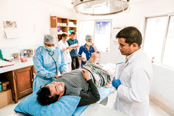 A treatment is administered in Anandaban Hospital, Nepal