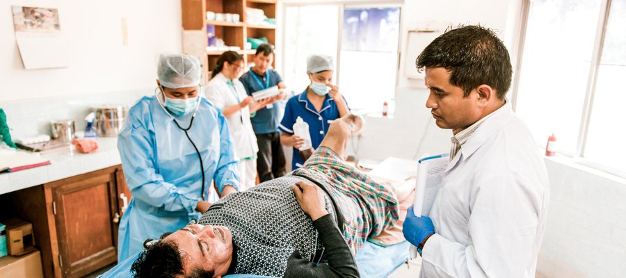 A treatment is administered in Anandaban Hospital, Nepal