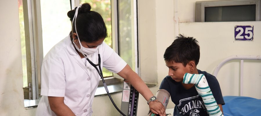 A child is examined in one of The Leprosy Mission's Hospitals