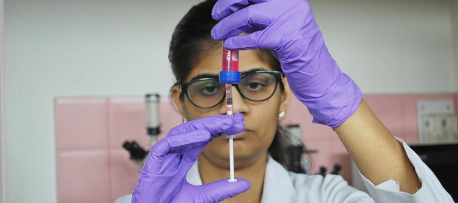 A researcher at our Stanley Browne Laboratory in India