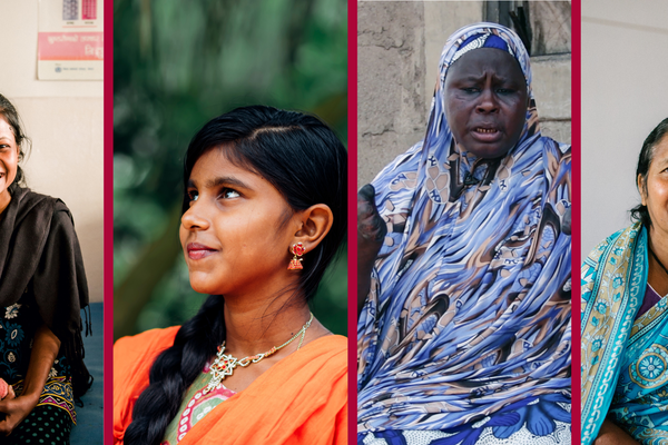 A collage of four women affected by leprosy