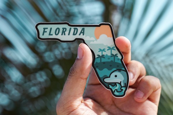 A magnet in the shape of Florida