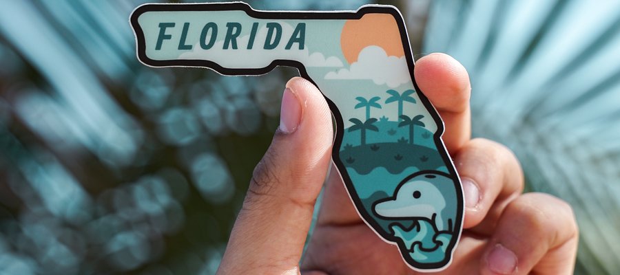 A magnet in the shape of Florida