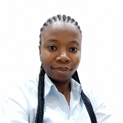 A young woman from Mozambique with long hair and a plain shirt